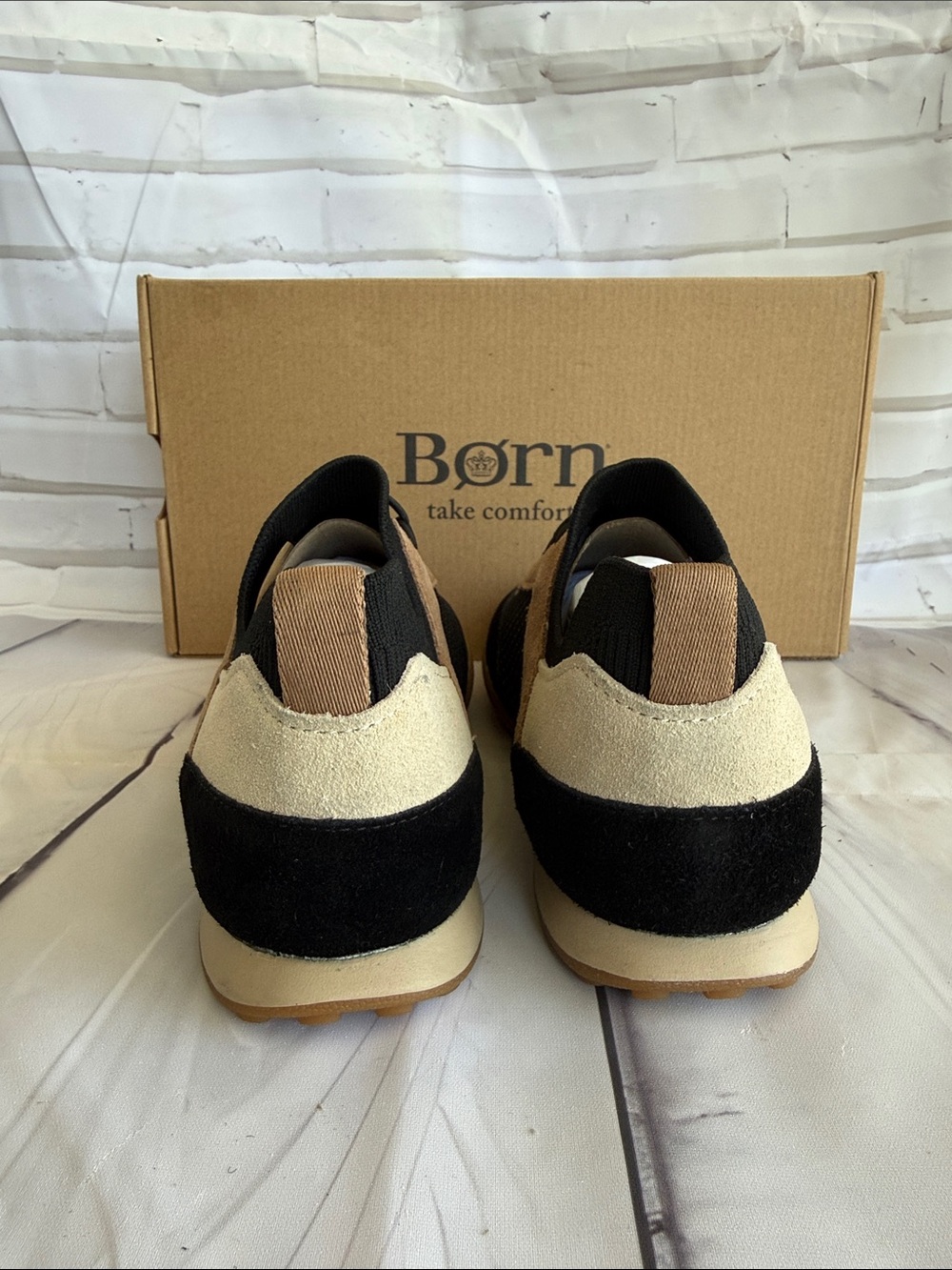Born Women’s Aire Casual Laced-Up Sneakers — Black Knit Combo - Picture 8 of 10